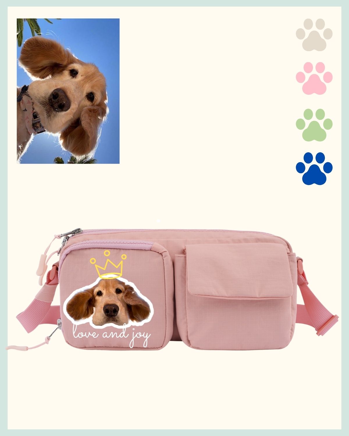 Custom Sling Multi-Pocket Bag with Pet’s Portrait