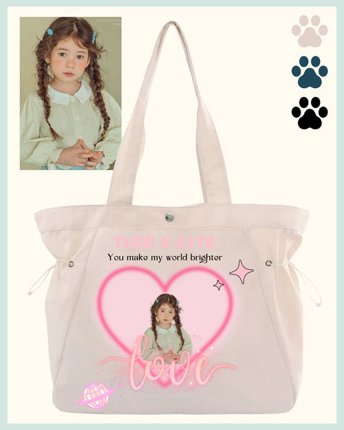 Custom Canvas Tote Bag with Child’s Portrait