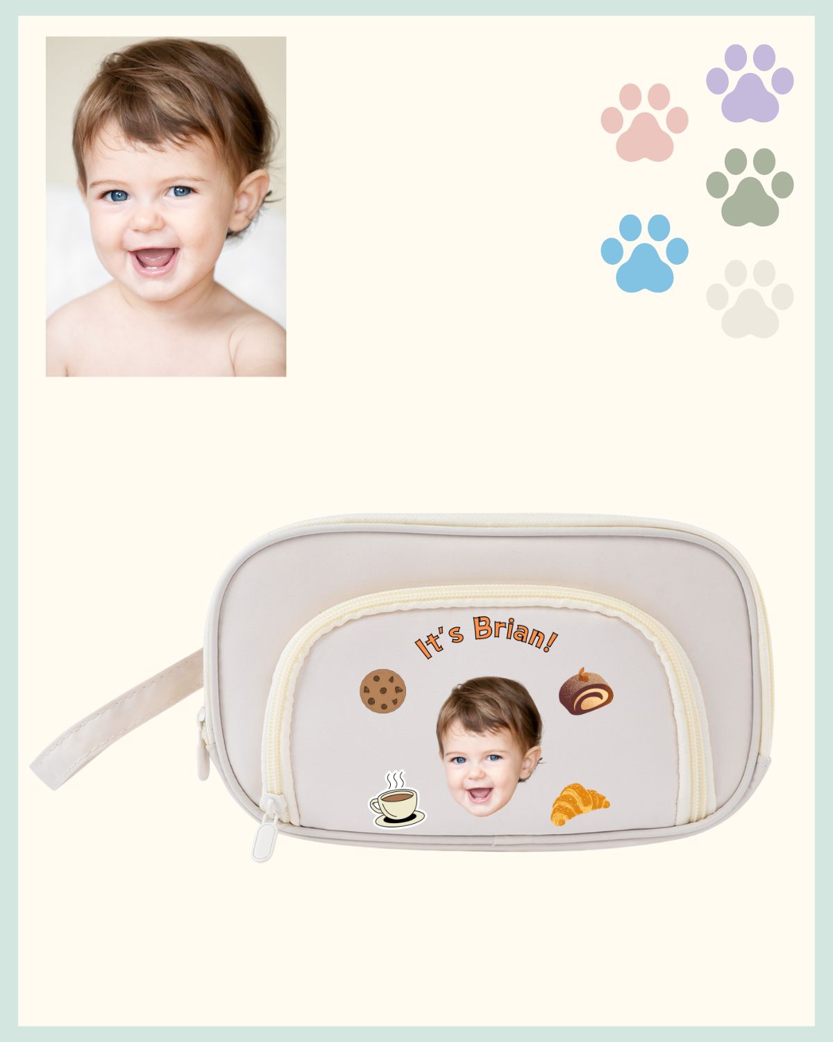 Custom Pencil Case or Cosmetic Pouch with Child’s Portrait