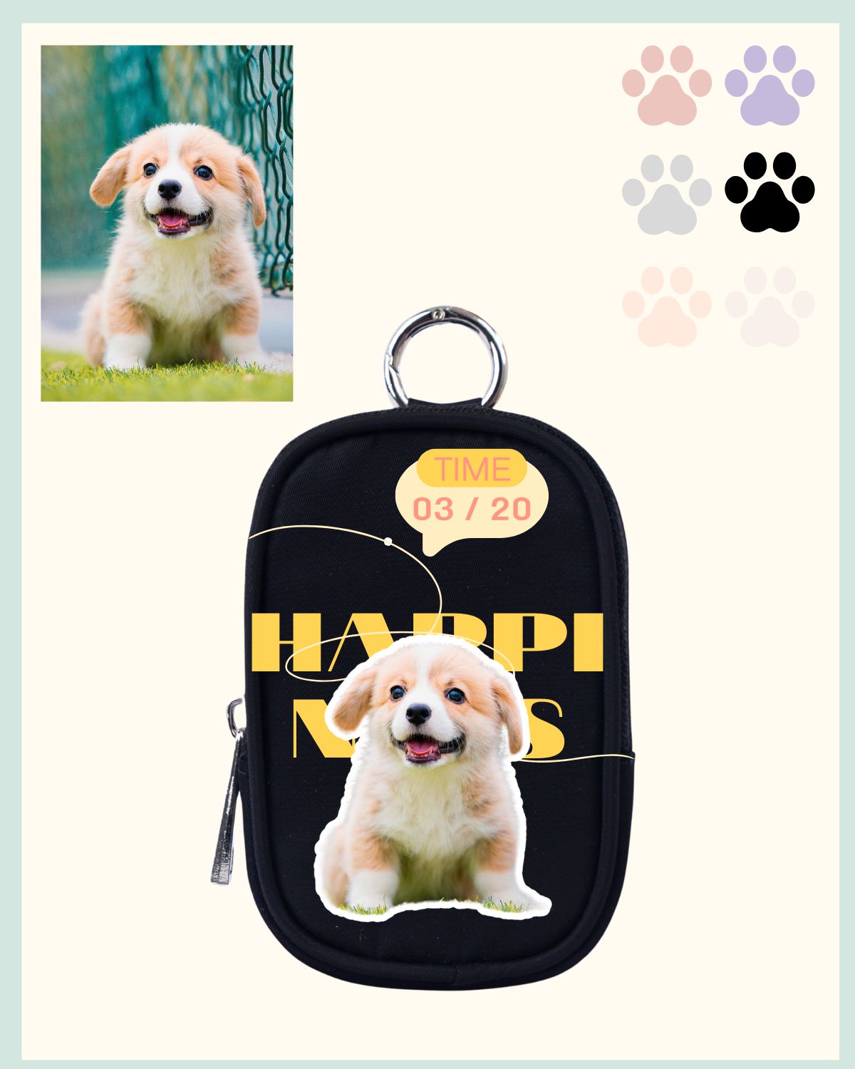 Custom Mini Hanging Pouch with Pet’s Portrait